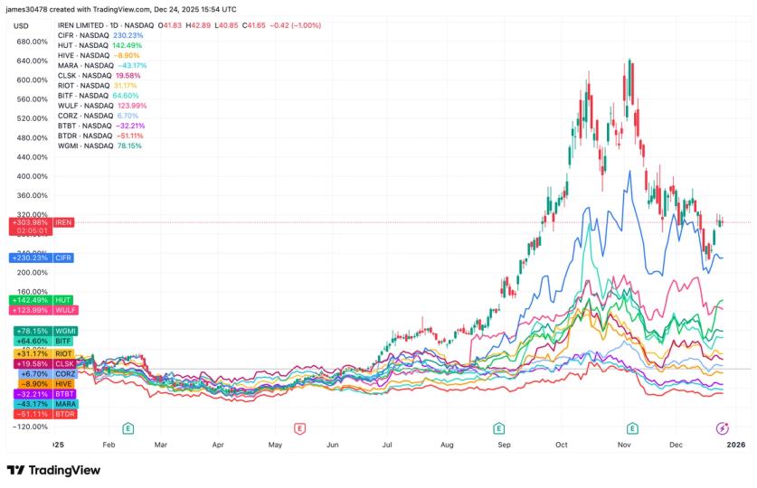 Winners and laggards emerge as IREN leads and BTDR falls behind