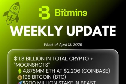 Bitmine Immersion Technologies (BMNR) Announces ETH Holdings Reach 4.875 Million Tokens, And Total Crypto And Total Cash Holdings Of $11.8 Billion