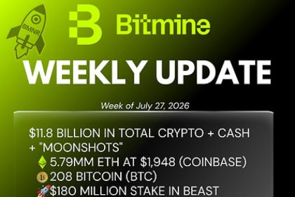 Bitmine Immersion Technologies (BMNR) Announces ETH Holdings Reach 5.79 Million Tokens, and Total Crypto and Total Cash Holdings of $11.8 Billion